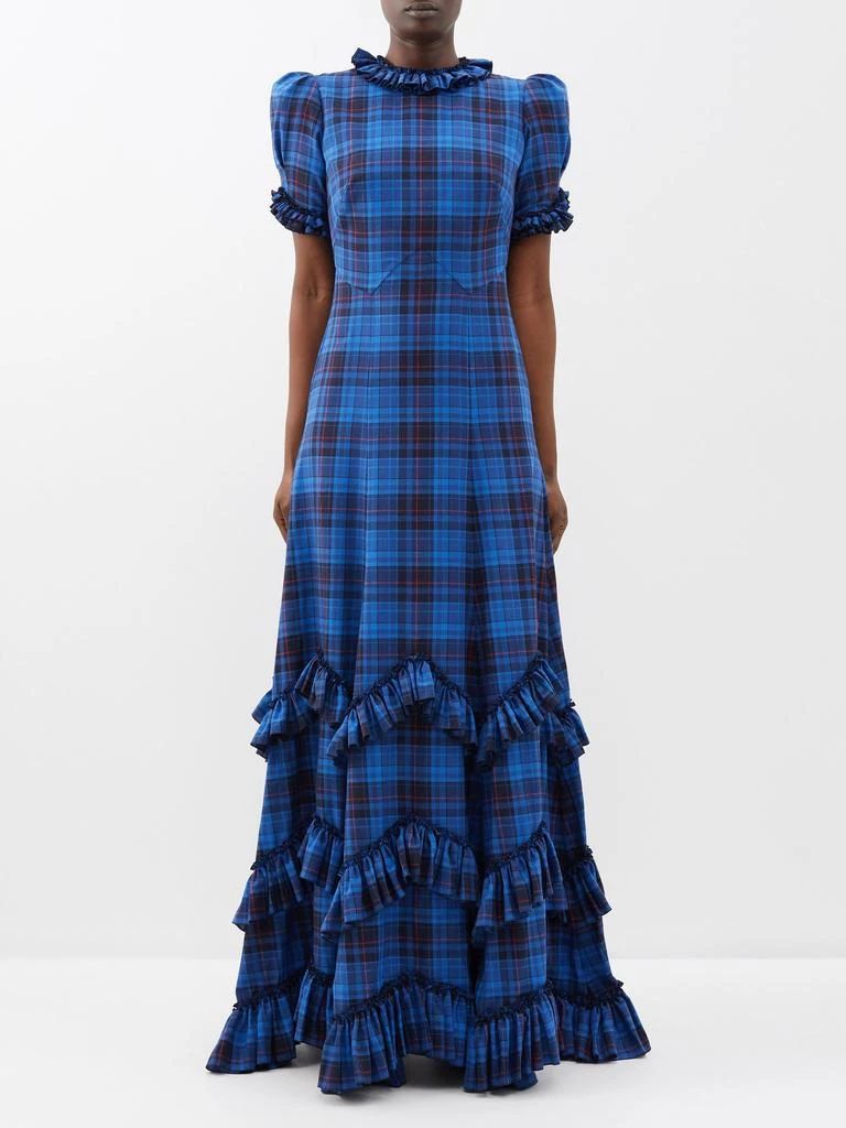 The Vampire's Wife Skyrocket ruffled cotton-plaid maxi dress 1