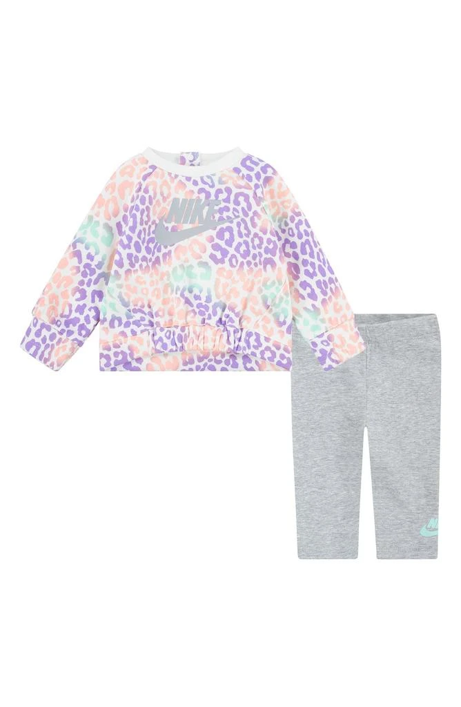 Nike Leopard Print Fleece Sweatshirt & Leggings Set 1