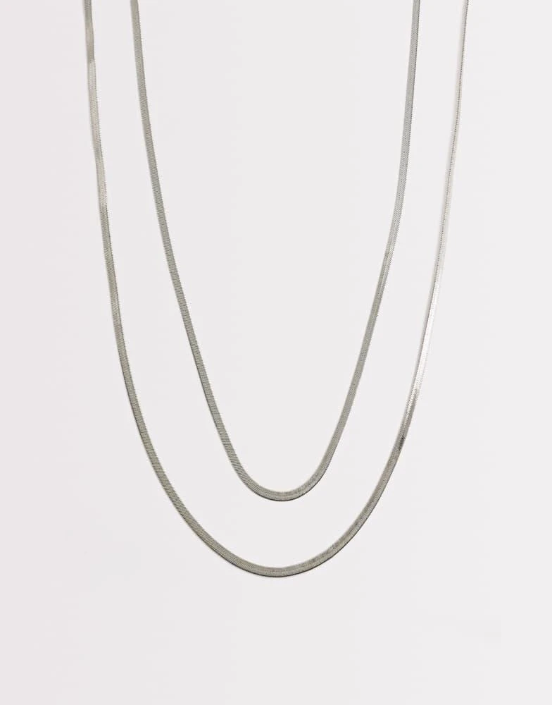 ASOS ASOS DESIGN pack of 2 long snake chain necklaces in silver tone