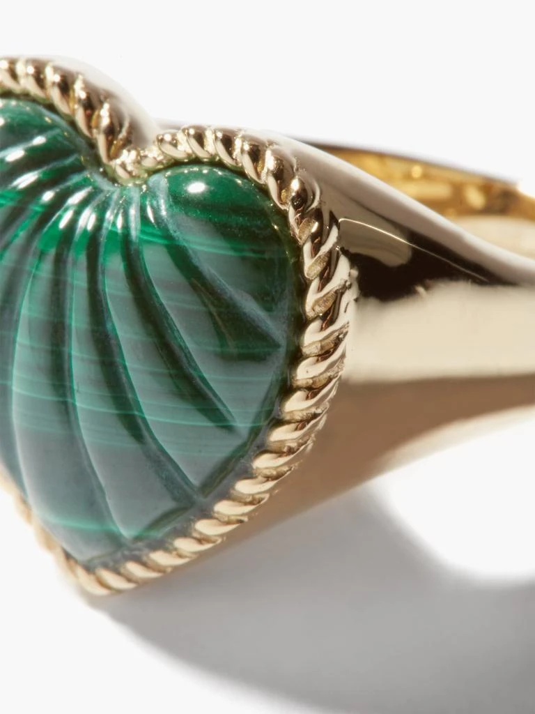 Yvonne Léon Heart malachite & 9kt gold signet ring 4