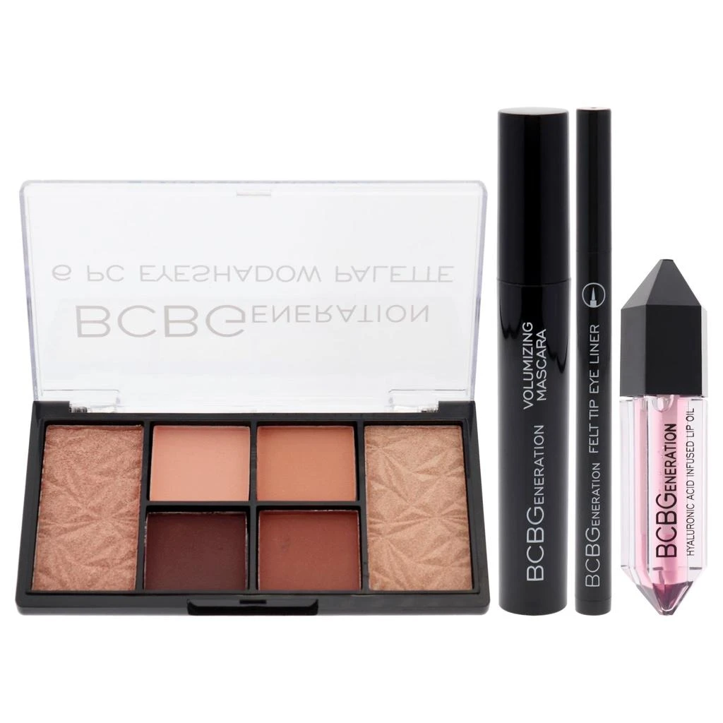 BCBGeneration Cosmetics Natural Complete Eye and Lip Set by  for Women - 4 Pc 0.38oz Eyeshadow Palette, 0.04oz Felt Tip Eyeliner, 0.27oz Volumizing Mascara, 0.20oz Hyaluronic Acid Infused Lip Oil 2