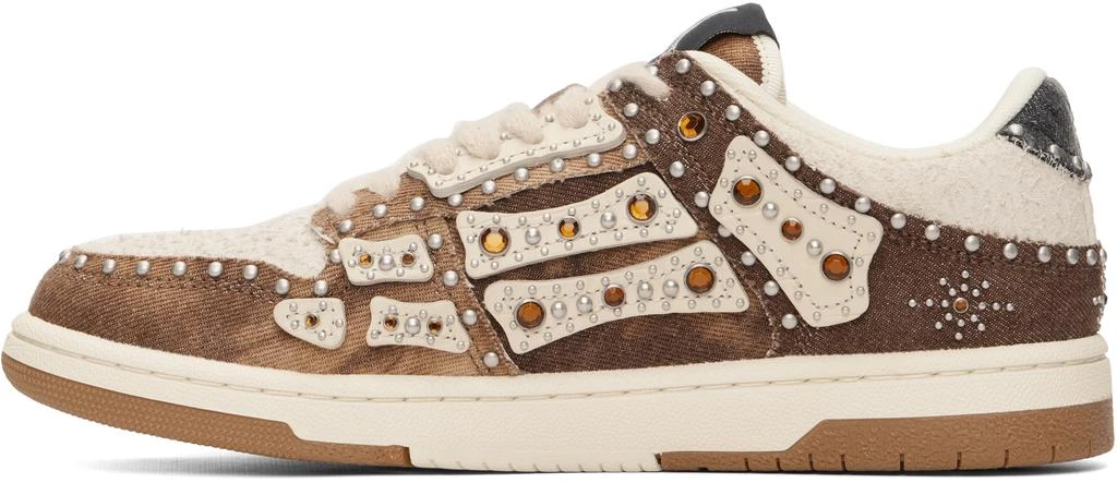 AMIRI Brown 
Beige Stud Skel Top Low Sneakers 3