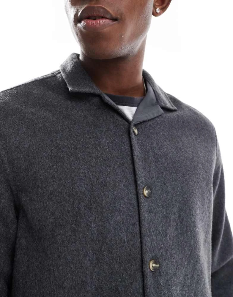 ASOS ASOS DESIGN boxy overshirt in brushed texture with badge detail 3