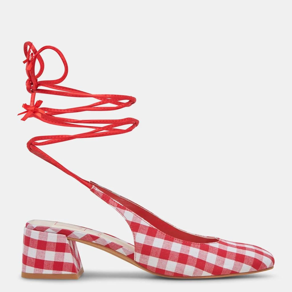 Dolce Vita Elodie Heels White Red Gingham 1
