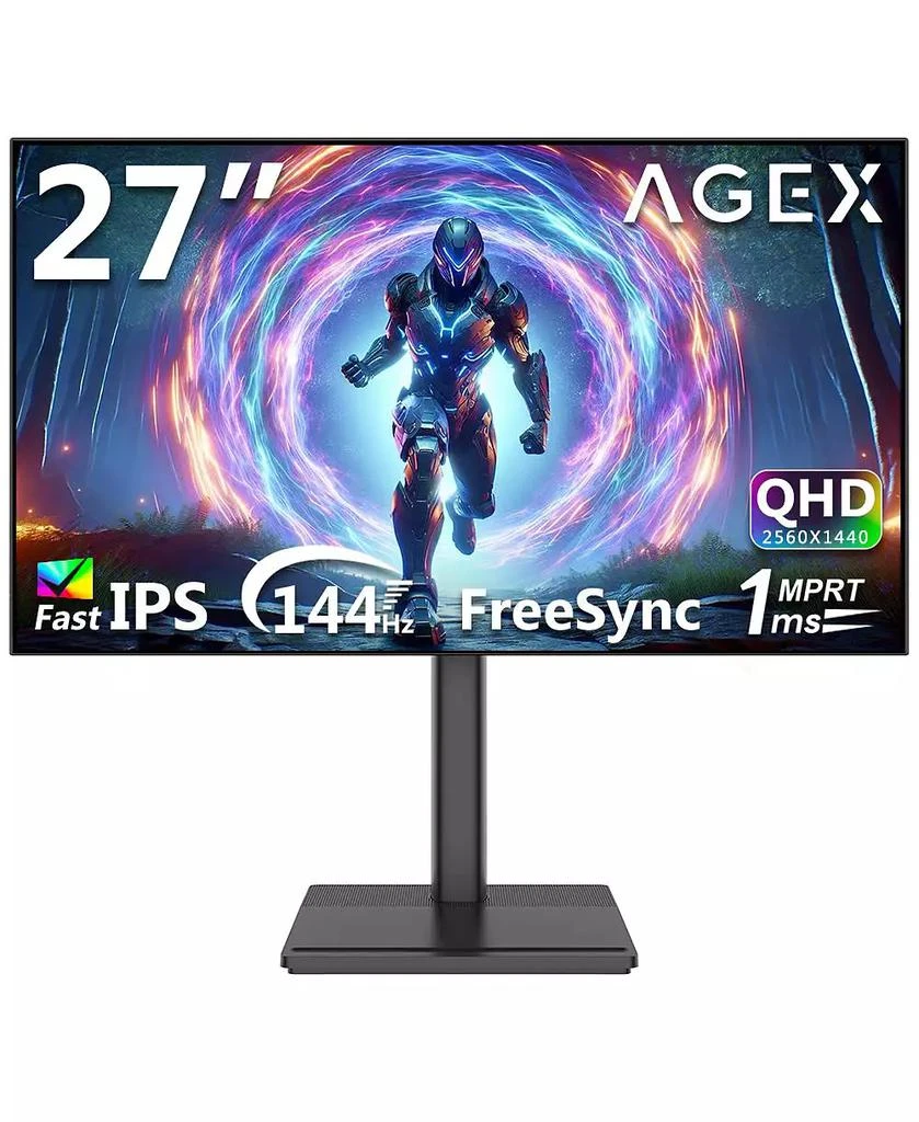 Z-EDGE AGEX A27Q(Black) 27" 2K QHD 2560x1440 1.07B Colors(8-bit + Hi-FRC) 100% sRGB 144Hz 1ms Fast IPS Gaming Monitor
