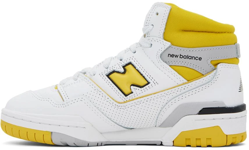 New Balance White & Yellow 650 Sneakers 3