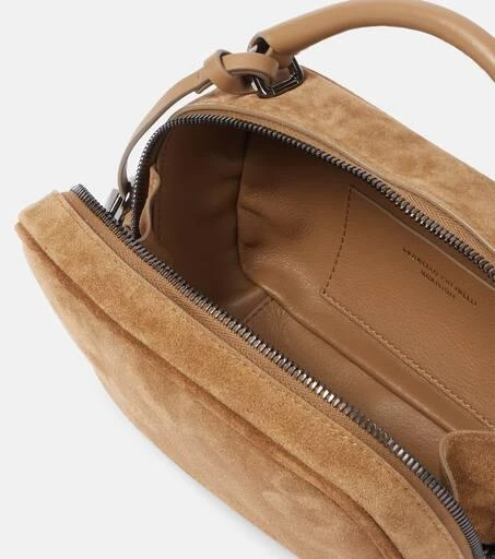 Brunello Cucinelli Foulard Mini leather-trimmed suede tote bag 3