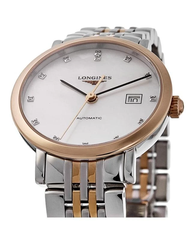 Longines Longines Elegant Collection Mother of Pearl Dial Diamond Stainless Steel and Rose Gold Women's Watch L4.310.5.87.7 2