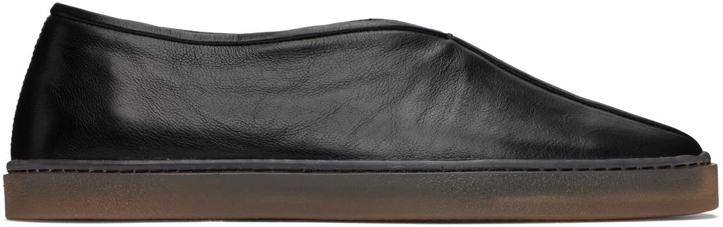 Lemaire Black Linoleum Piped Loafers 1