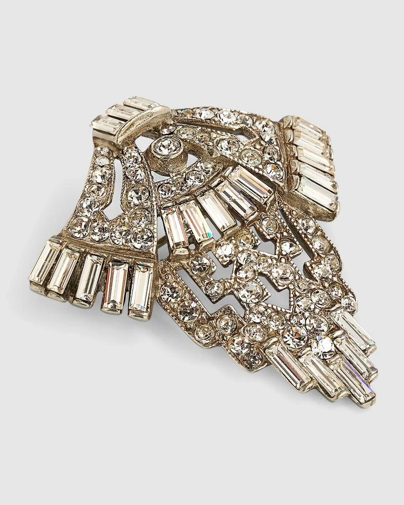 BEN-AMUN Silver Crystal Deco Brooch 3