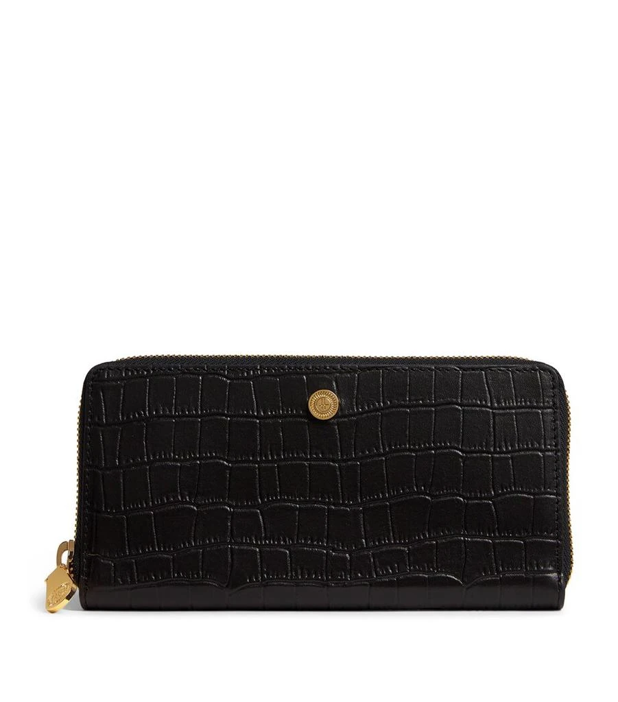 Harrods Croc-Embossed Leather Long Wallet 1