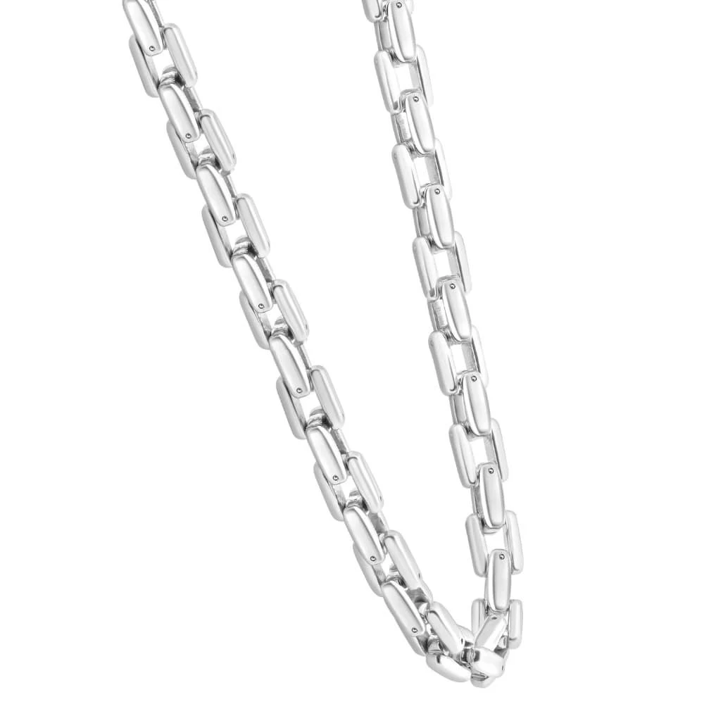 Pompeii3 Men
s Polished Steel Single Tone Clasp 9.5mm Flexible Link  24" Chain 2