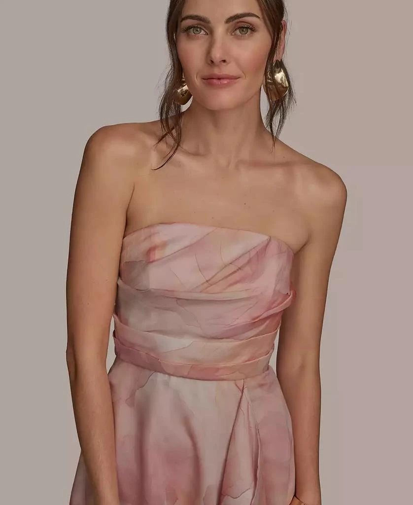 Donna Karan Women's Floral Print Strapless Ball Gown 4