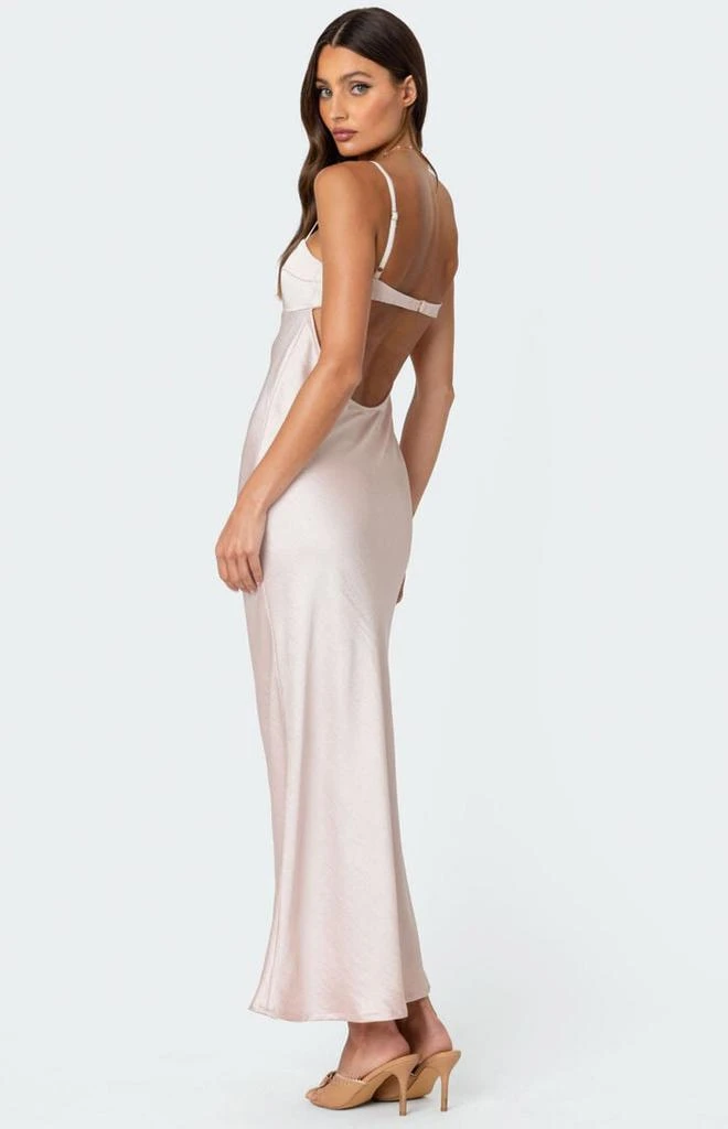 Edikted Vienna Open Back Satin Maxi Dress 1