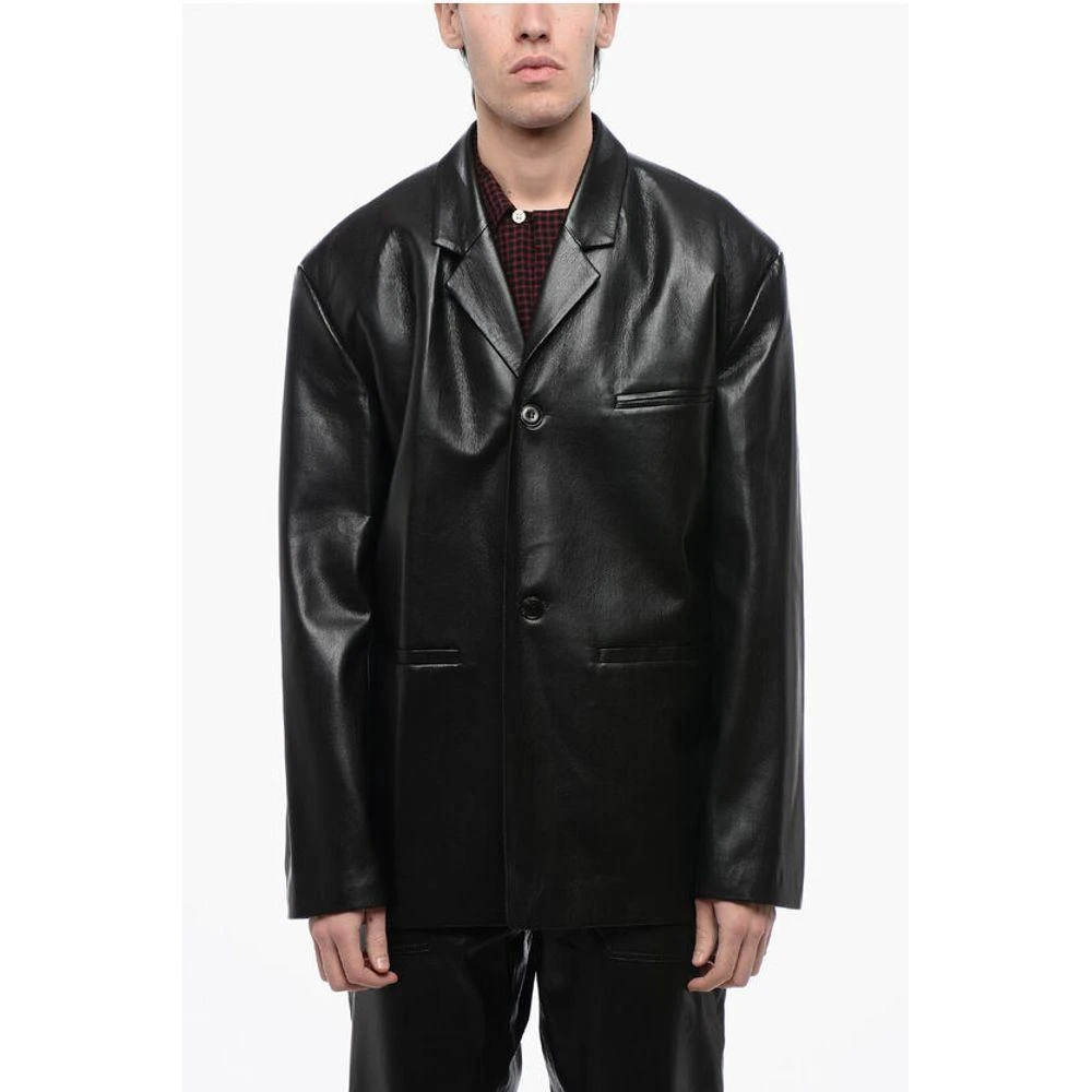 Nanushka Center Vent Faux Leather SANCO Men's Blazer 1