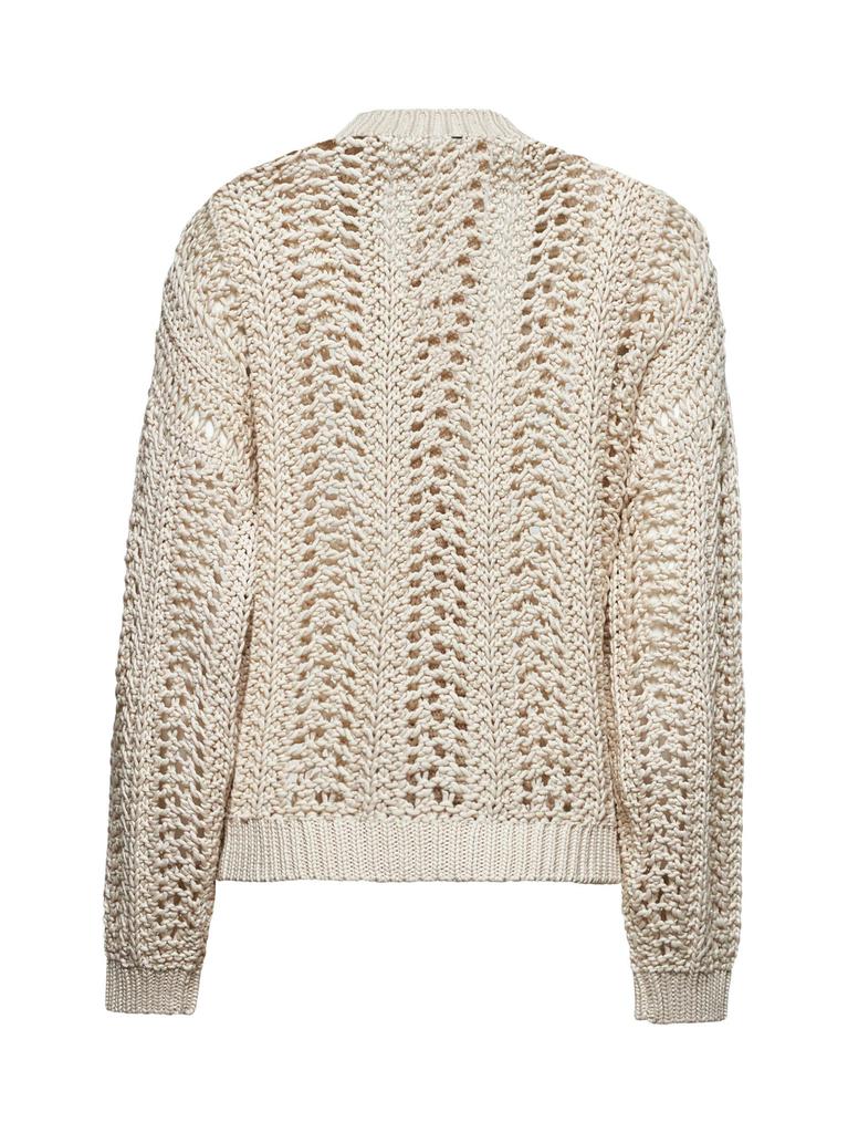 Brunello Cucinelli BRUNELLO CUCINELLI | Beige cotton Ribbed Net cardigan | Women | S