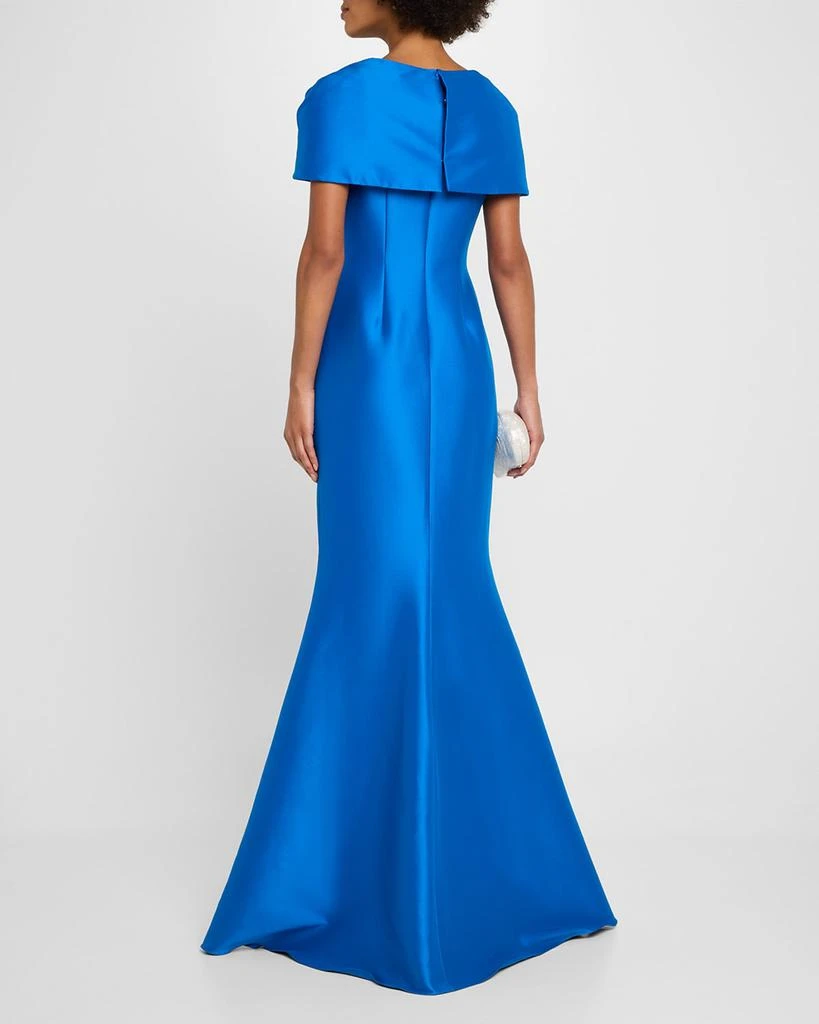Badgley Mischka Bow-Front Shawl Trumpet Gown 3