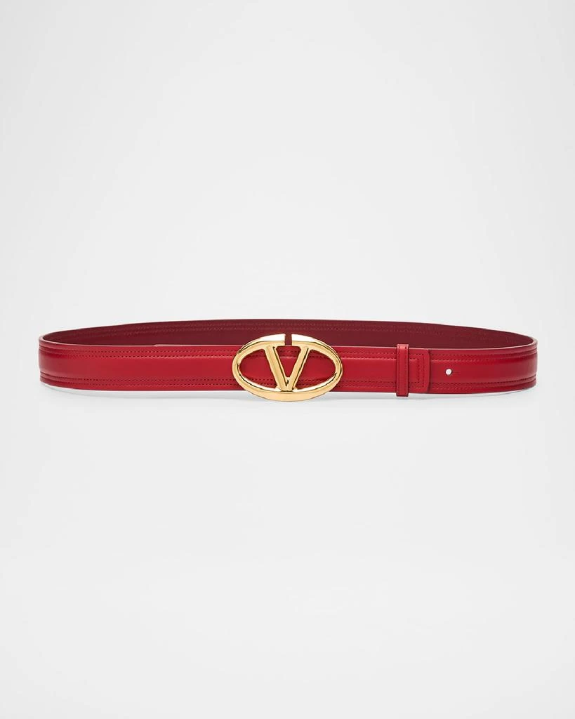 Valentino The Bold Edition V-Logo Red Leather Belt - Belts  display picture 3