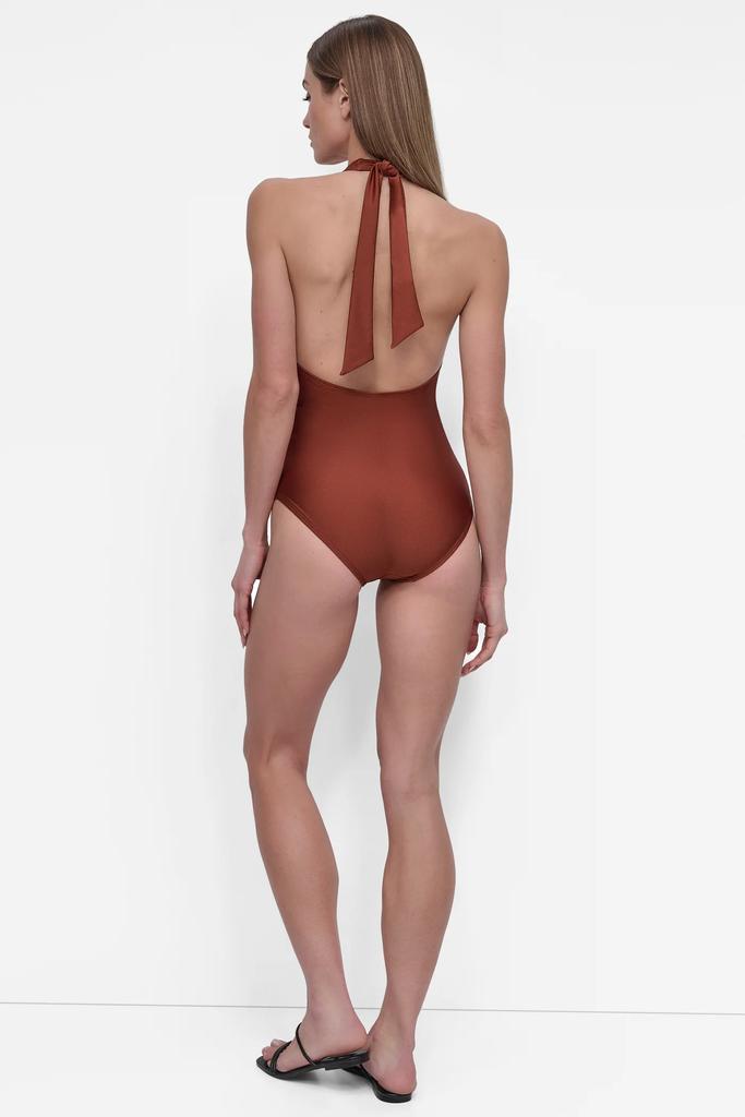 DKNY SHIRRED HALTER ONE PIECE