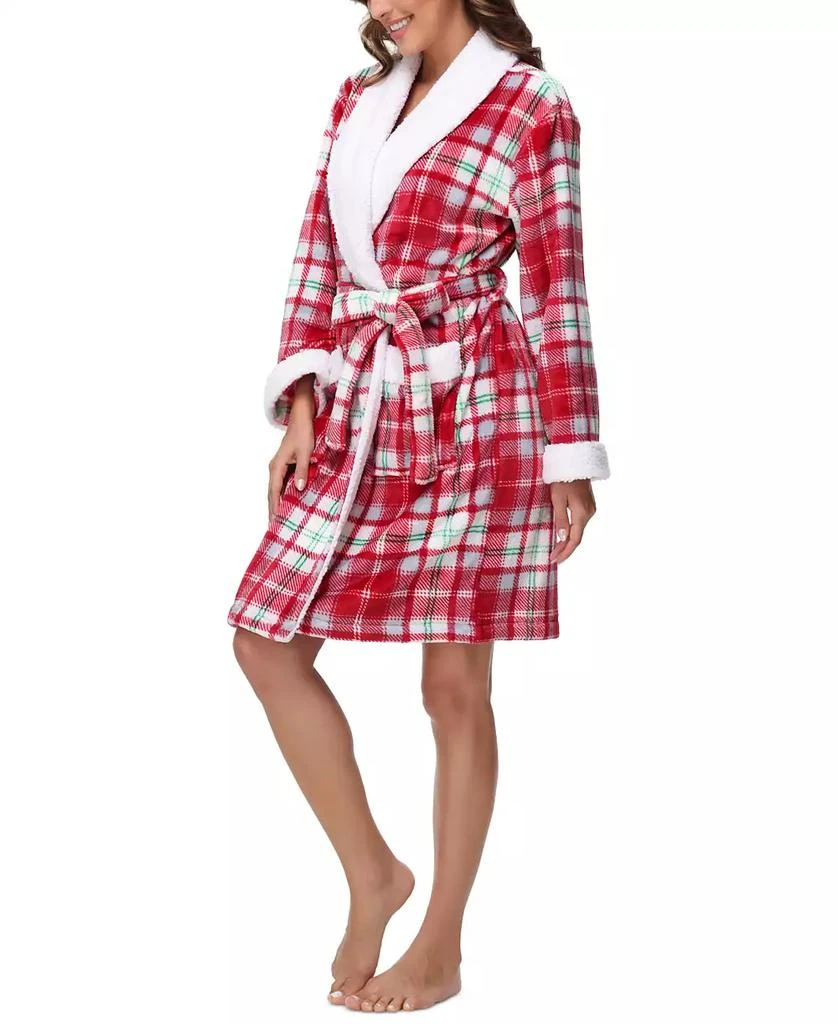 Holiday Lane Plush Printed Short Shawl-Collar Robe, Exclusively at Macy’s 15