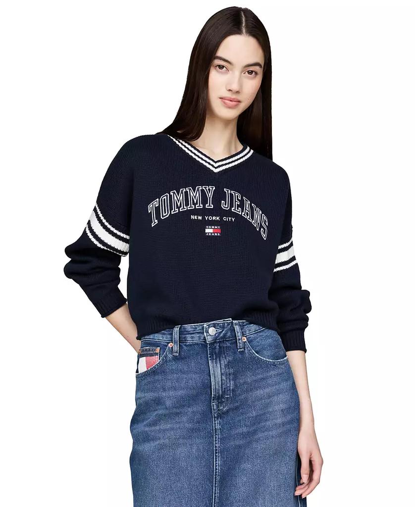 Tommy Jeans Women's Cotton Cropped Varsity Sweater