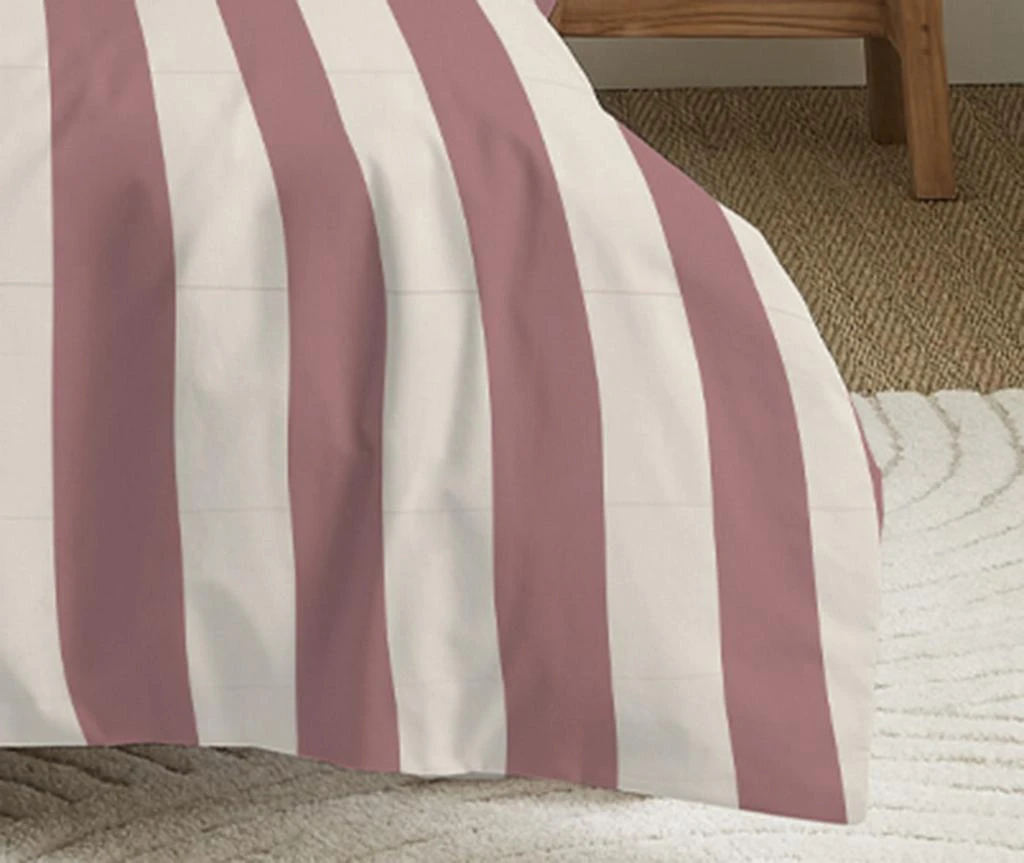 Coton Pur Pack Complet Imprimé (Housse De Couette + Taie(s) + Drap Housse) - 100% Coton 57 Fils - Deauville Pourpre 4