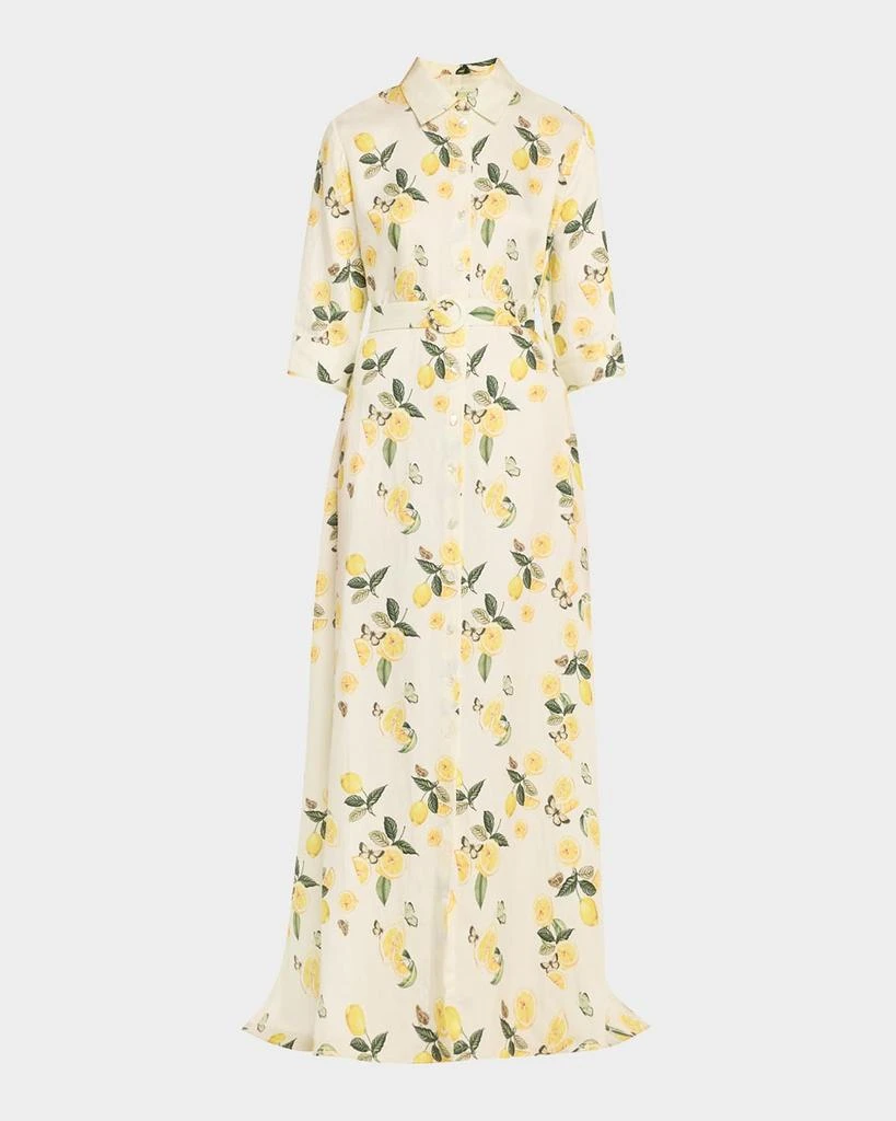 Evi Grintela Valerie Belted Lemon-Print Maxi Shirtdress 1