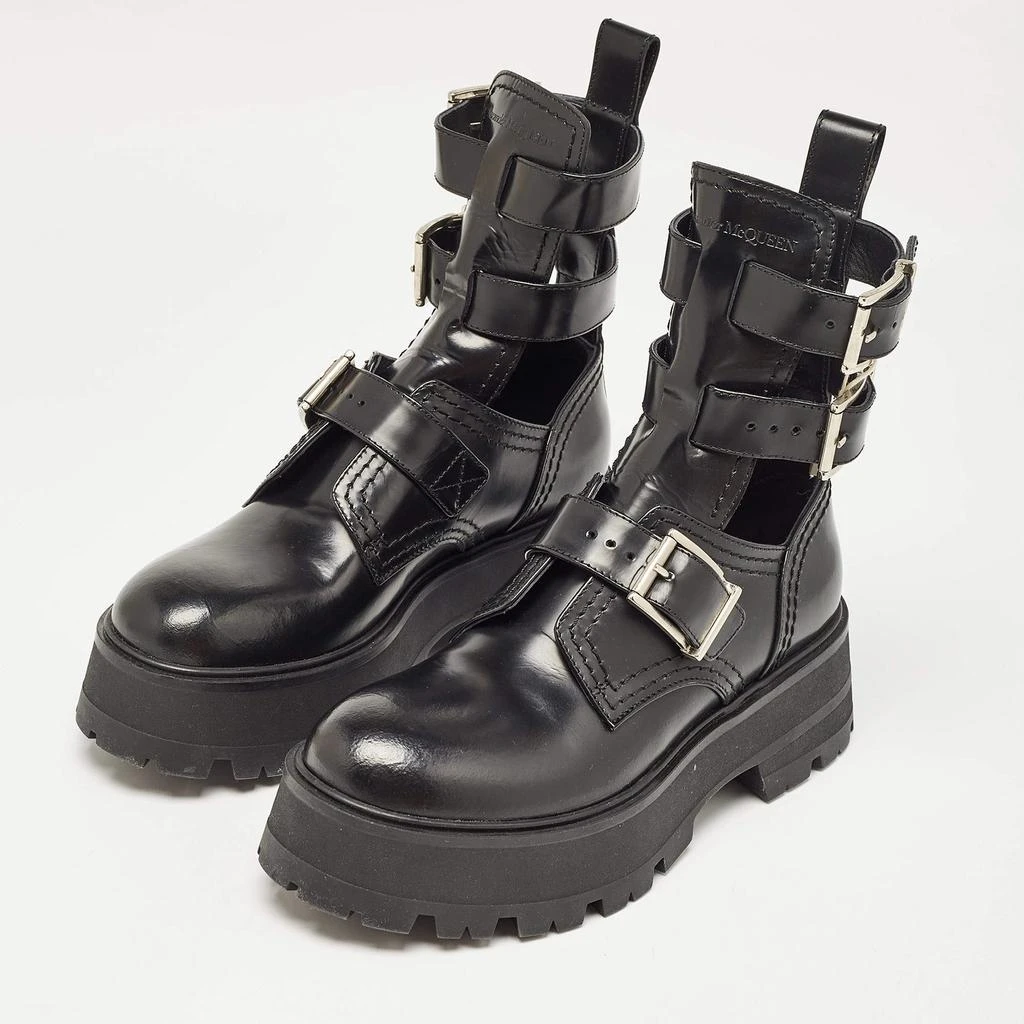 Alexander McQueen Alexander McQueen Black Leather Rave Buckle Ankle Boots Size 37.5 2