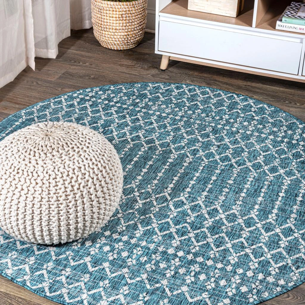 JONATHAN Y Ourika Moroccan Geometric Textured Weave Indoor/Outdoor Round Area Rug 1