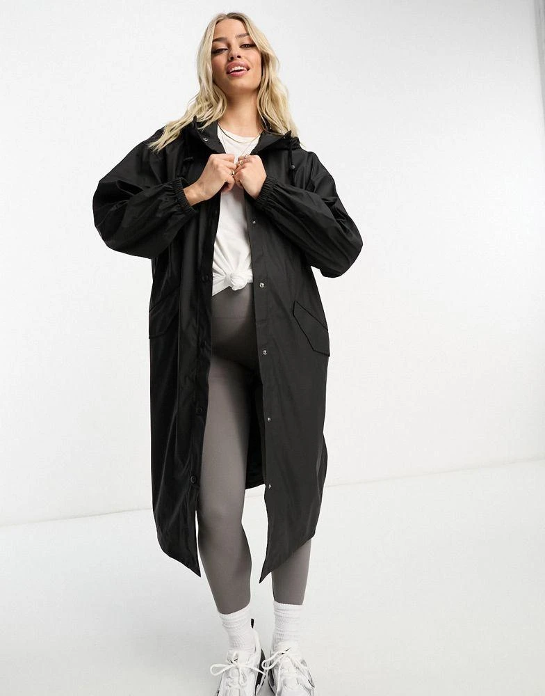 ASOS Maternity ASOS DESIGN Maternity rubberised rain parka coat in black 4