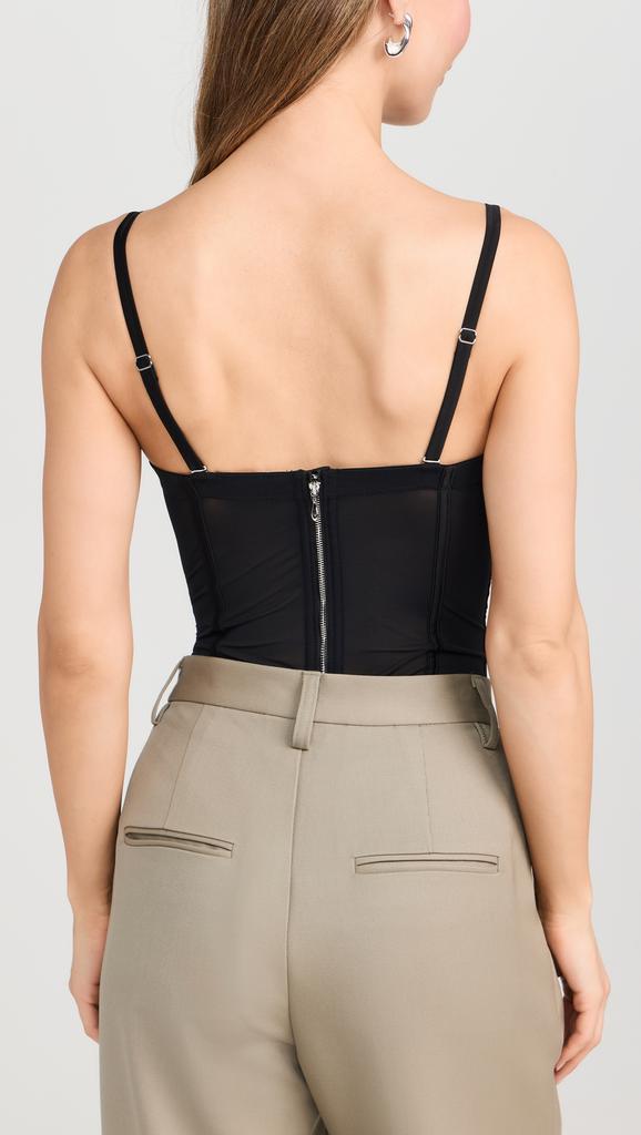 Fleur du Mal Silk and Mesh Bodysuit