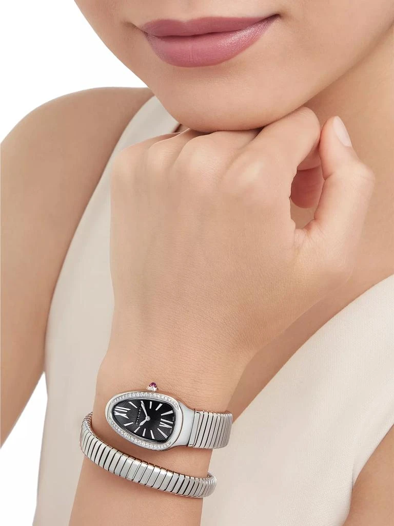 BVLGARI Serpenti Tubogas Stainless Steel & 0.29 TCW Diamond Wrap Watch/35MM 4