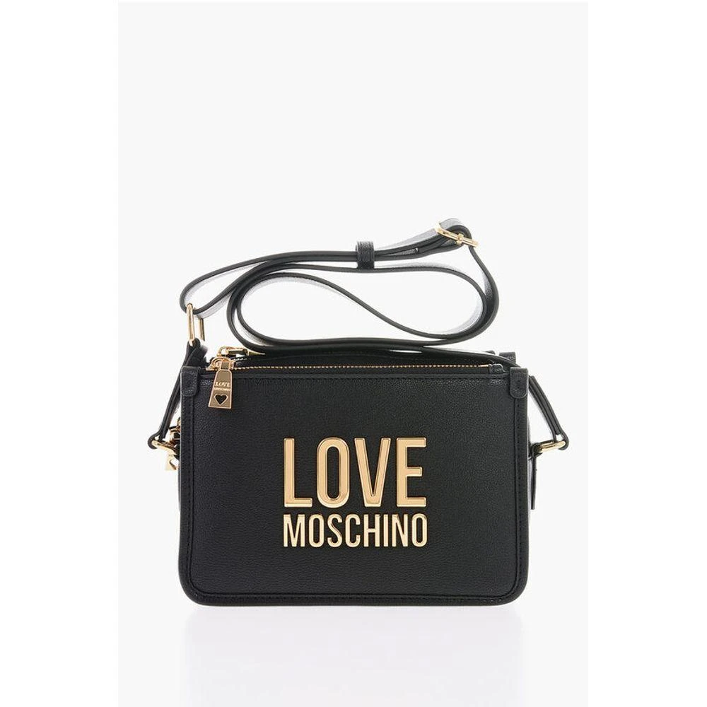 Moschino LOVE Faux Leather Crossbody Bag with Golden Women's Logo 1