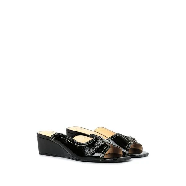 Ganni Naplack leather wedge mules 1