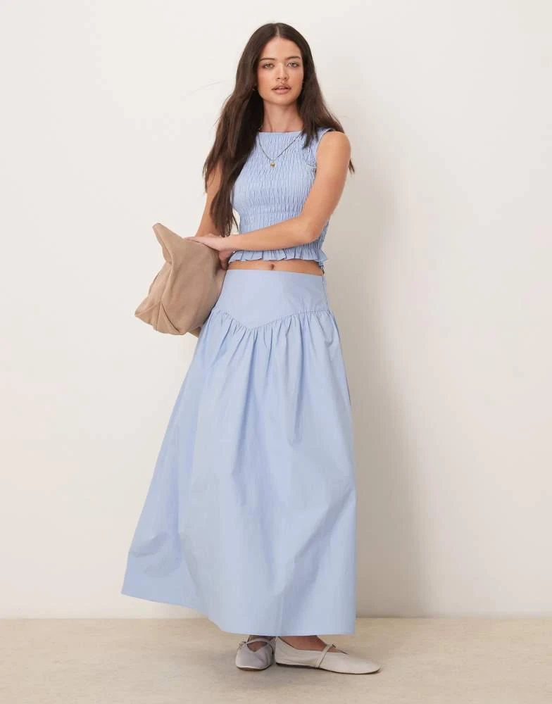 Glamorous Glamorous poplin high neck top in blue 2
