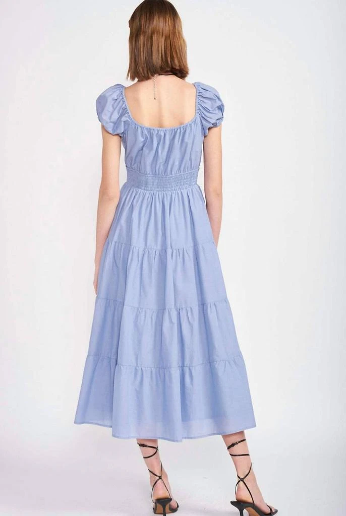 En Saison Puff Sleeve Dress In Blue 3
