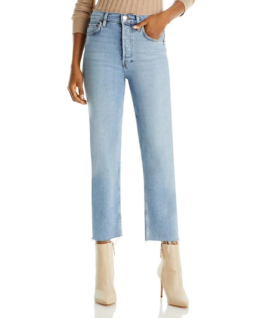 Re/Done Stove Pipe High Rise Straight Jeans in Mid 90's 1