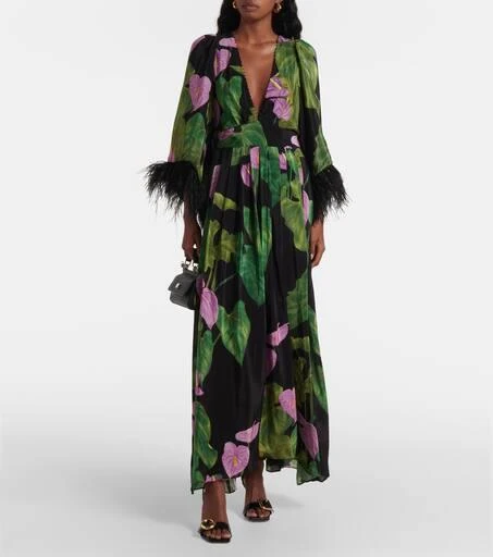 Farm Rio Anthurium floral fringed kaftan 2