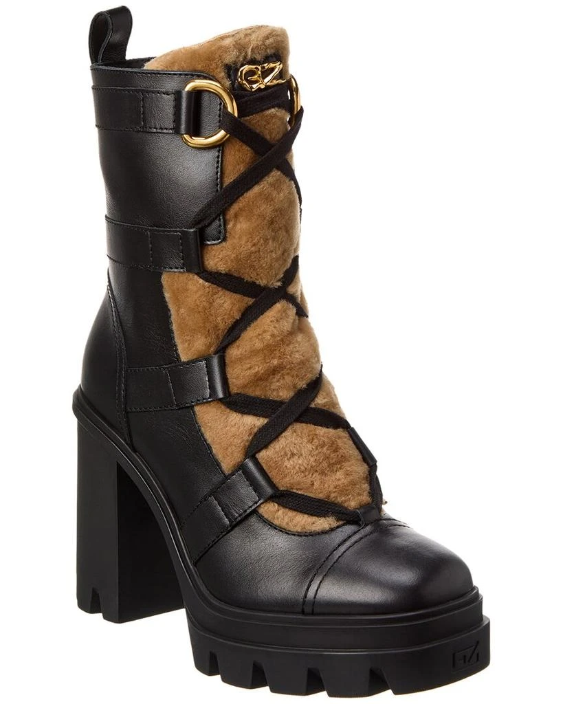 Giuseppe Zanotti Cubelibre 80 Leather & Shearling Boot 1