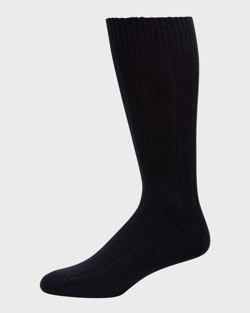 Neiman Marcus Men's Rib Cashmere Crew Socks