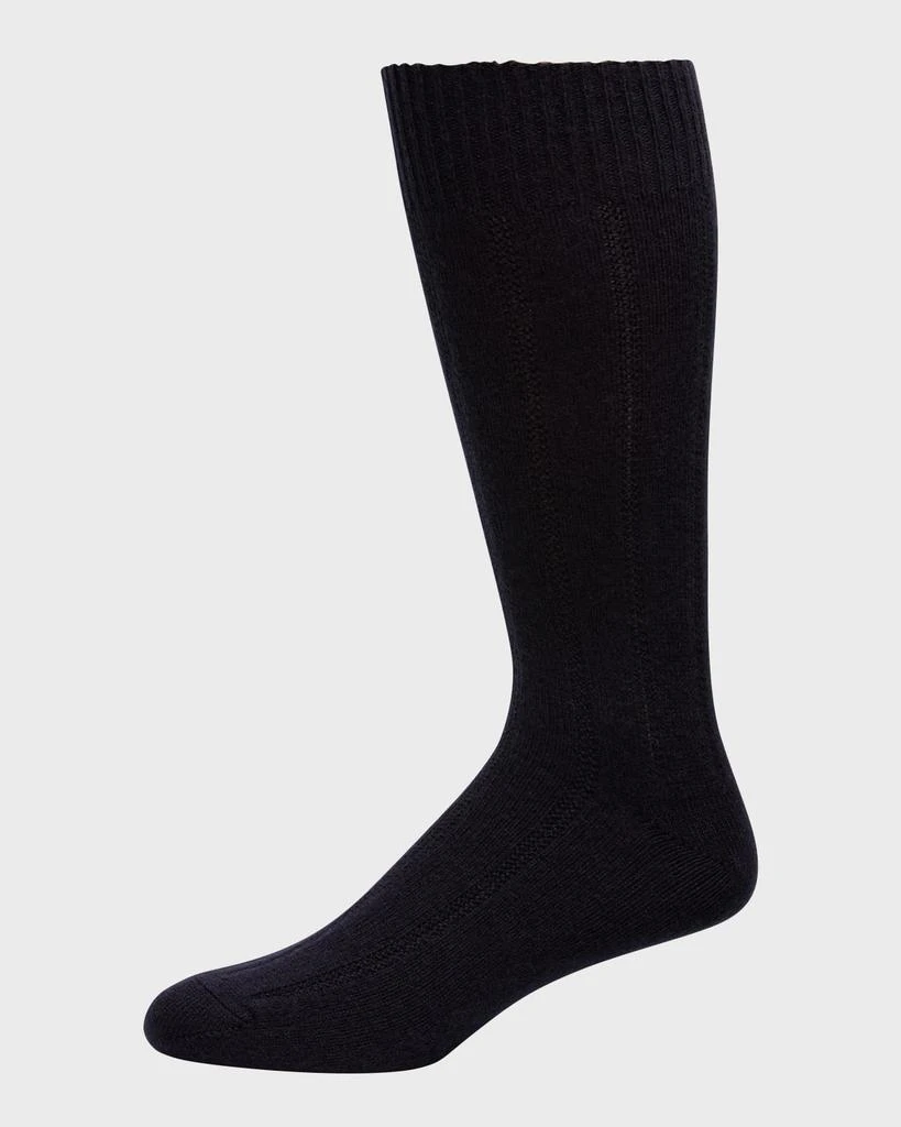 Neiman Marcus Men's Rib Cashmere Crew Socks 1