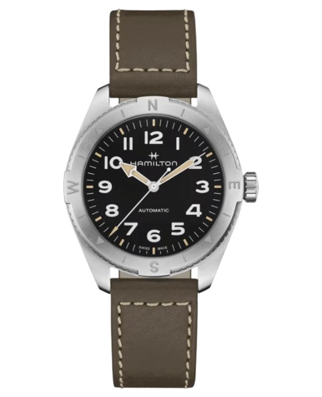 Hamilton Hamilton Khaki Field Expedition Auto Black Dial Green Leather Strap Men's Watch H70315830