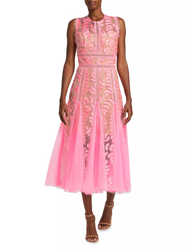 BRONX AND BANCO Saba Embroidered Tulle Midi-Dress