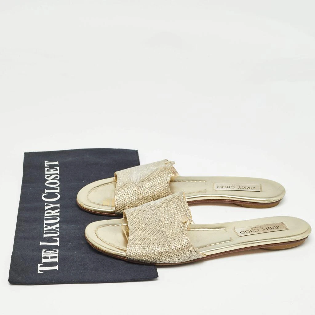 Jimmy Choo Jimmy Choo Gold Glitter Nanda Flat Slides Size 38.5 9
