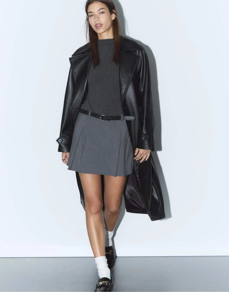 faux leather pleated dress Pleated panel sleeveless pu leather dress - Black - XS main image 1
