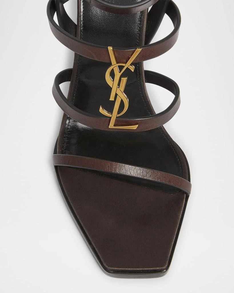 Yves Saint Laurent Cassandra Leather YSL Wedge Sandals 4
