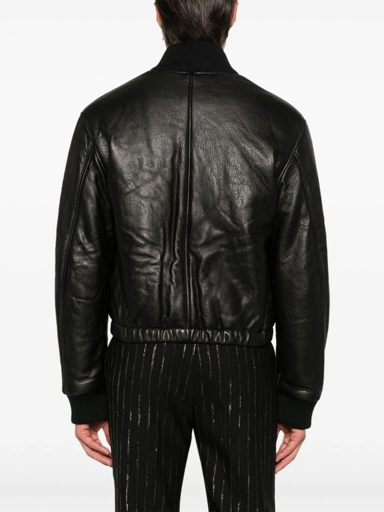 AMI Collarless Black Calf Leather Jacket 5