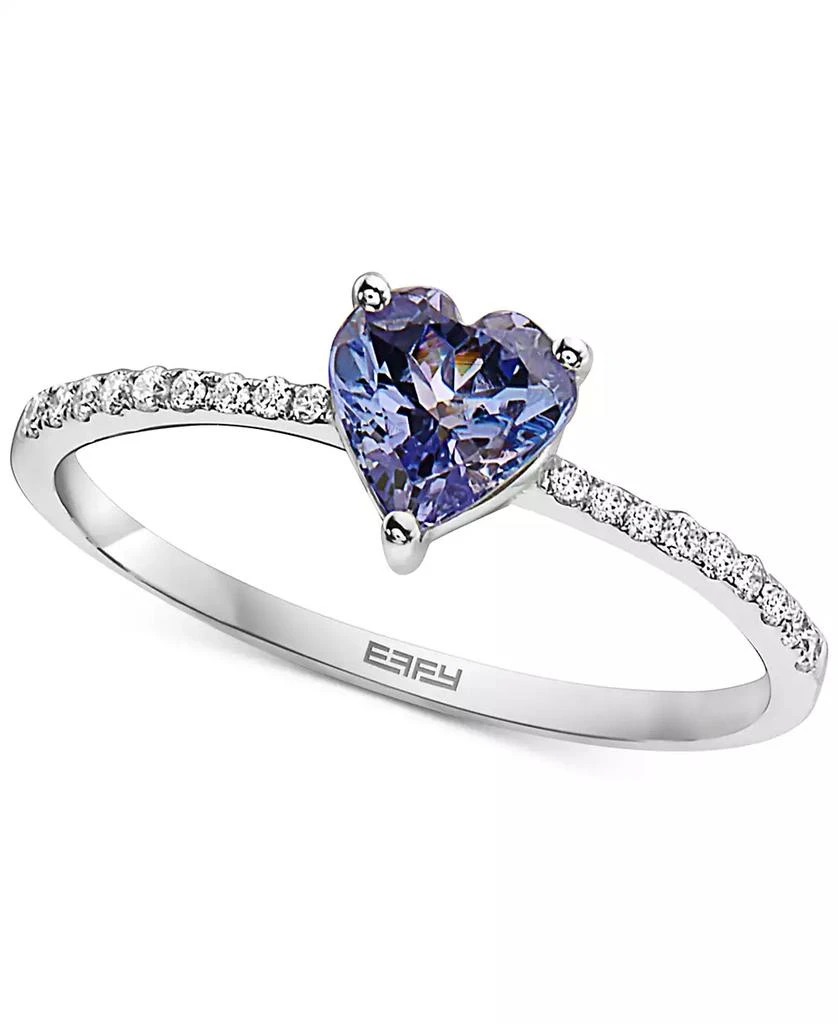 Effy EFFY® Tanzanite (5/8 ct. t.w.) & Diamond (1/10 ct. t.w.) Heart Ring in Sterling Silver 1