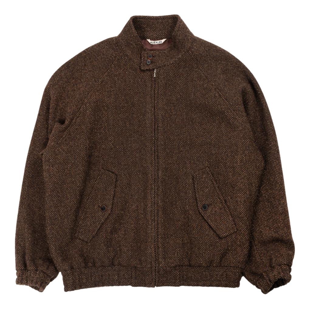 ジャケット・アウター AURALEE LAMA WOOL TWEED ZIP BLOUSON Namu Shop - Auralee Lama Shetland Wool Tweed Zip Blouson - Brown Tweed