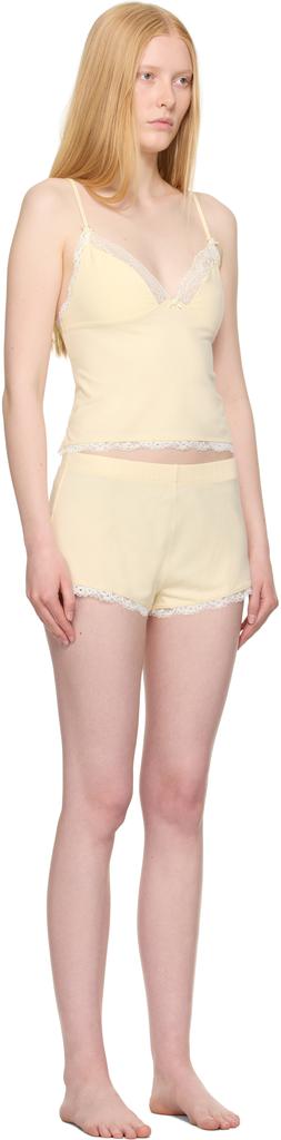 SKIMS Yellow Cotton Jersey Lace Cami & Short Set